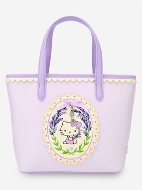 New Sanrio Hello Kitty Lavender Tote with Floral Medallion